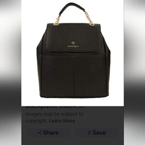 Nanette Lepore Black Leather Texture Convertabile Bag Or Backpack with Gold Logo